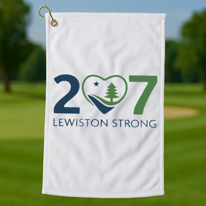 Lewiston Strong 207 Fundraiser Maine Flag In Heart Golf Towel