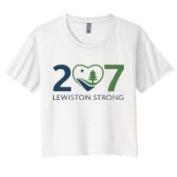 Lewiston Strong 207 Fundraiser Maine Flag In Heart Women's Crop Top Tee