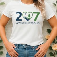 Lewiston Strong 207 Fundraiser Maine Flag In Heart Womens T-Shirt