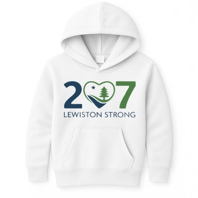 Lewiston Strong 207 Fundraiser Maine Flag In Heart Kids Hoodie