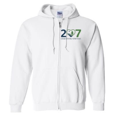 Lewiston Strong 207 Fundraiser Maine Flag In Heart Full Zip Hoodie