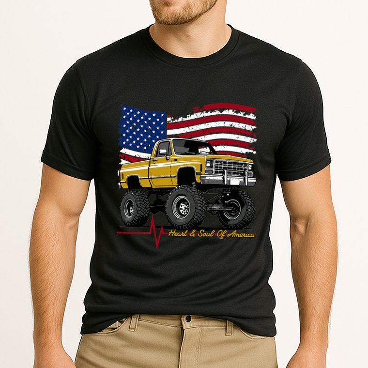 Lifted Squarebody 4wd Classic American Pickup Truck Cooling Performance Crew T-Shirt