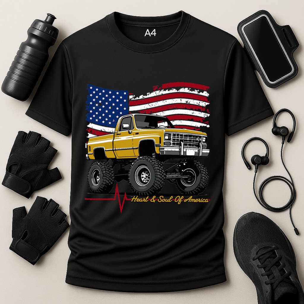Lifted Squarebody 4wd Classic American Pickup Truck Cooling Performance Crew T-Shirt
