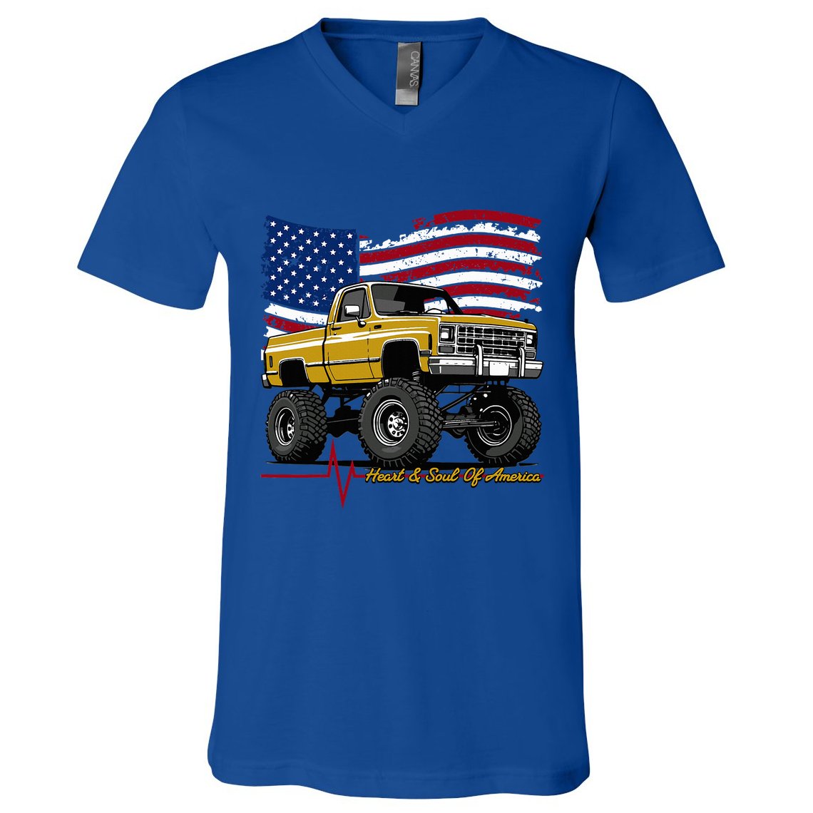 Lifted Squarebody 4wd Classic American Pickup Truck V-Neck T-Shirt