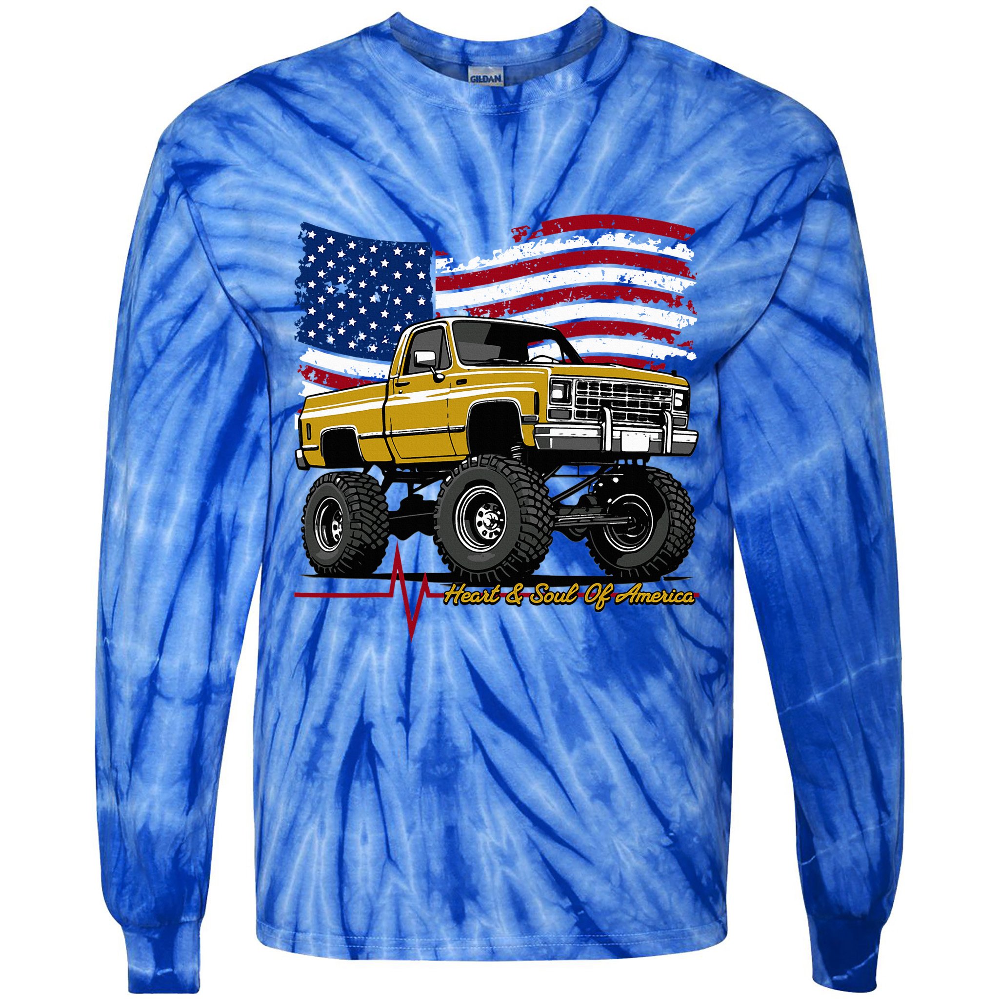 Lifted Squarebody 4wd Classic American Pickup Truck Tie-Dye Long Sleeve Shirt