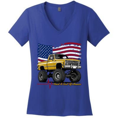 Lifted Squarebody 4wd Classic American Pickup Truck Women's V-Neck T-Shirt