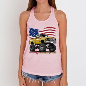 Lifted Squarebody 4wd Classic American Pickup Truck Women's Knotted Racerback Tank