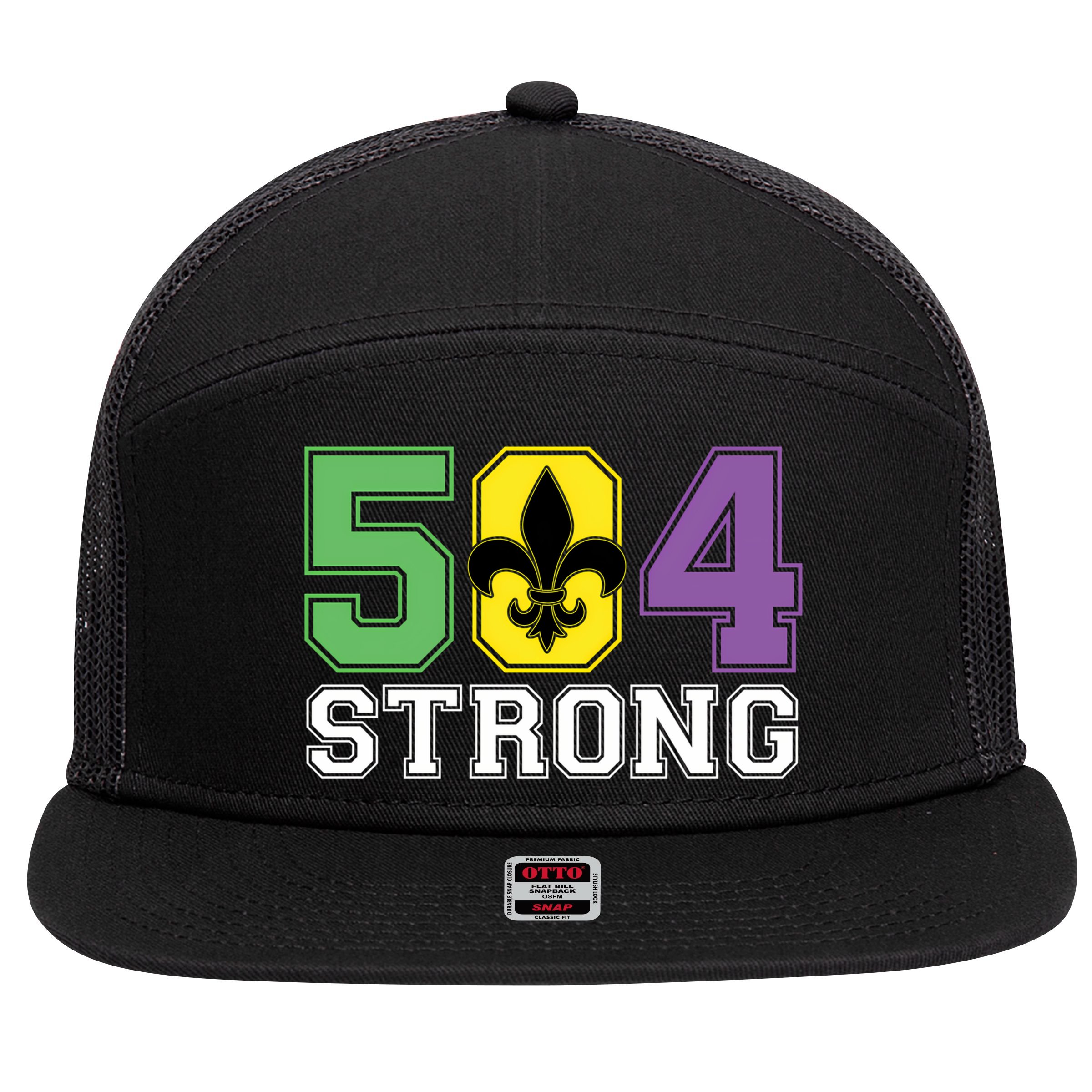 Louisiana Strong 504 Nola Strong Long Sleeve 7 Panel Mesh Trucker Snapback Hat