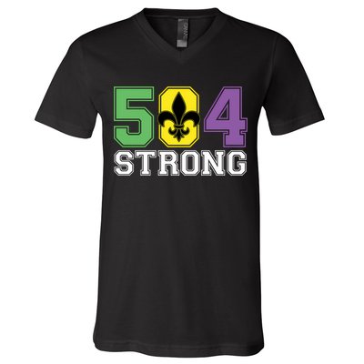 Louisiana Strong 504 Nola Strong Long Sleeve V-Neck T-Shirt