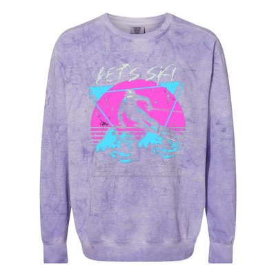 LetS Ski 70s 80s 90s Retro Vintage Style Skiing Colorblast Crewneck Sweatshirt