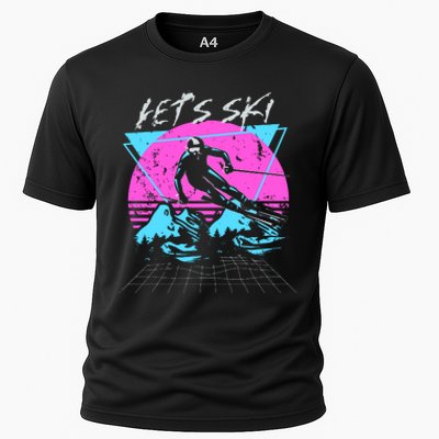 LetS Ski 70s 80s 90s Retro Vintage Style Skiing Cooling Performance Crew T-Shirt