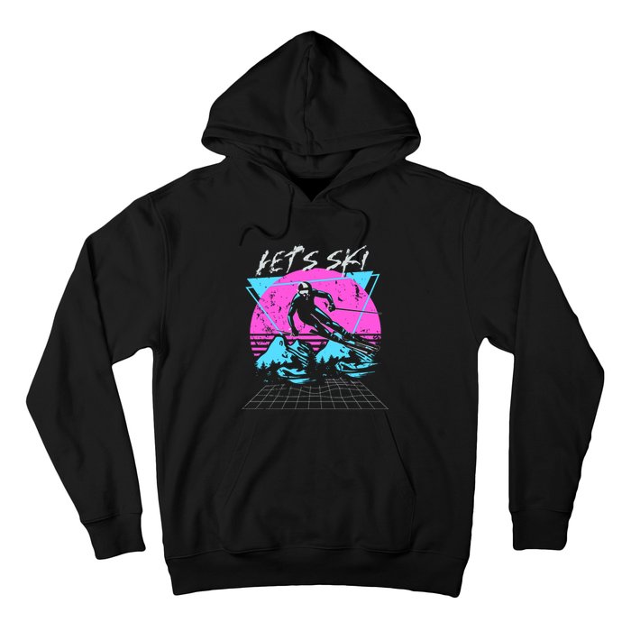 LetS Ski 70s 80s 90s Retro Vintage Style Skiing Hoodie