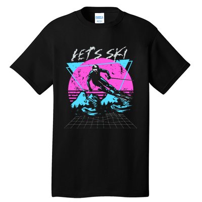 LetS Ski 70s 80s 90s Retro Vintage Style Skiing Tall T-Shirt