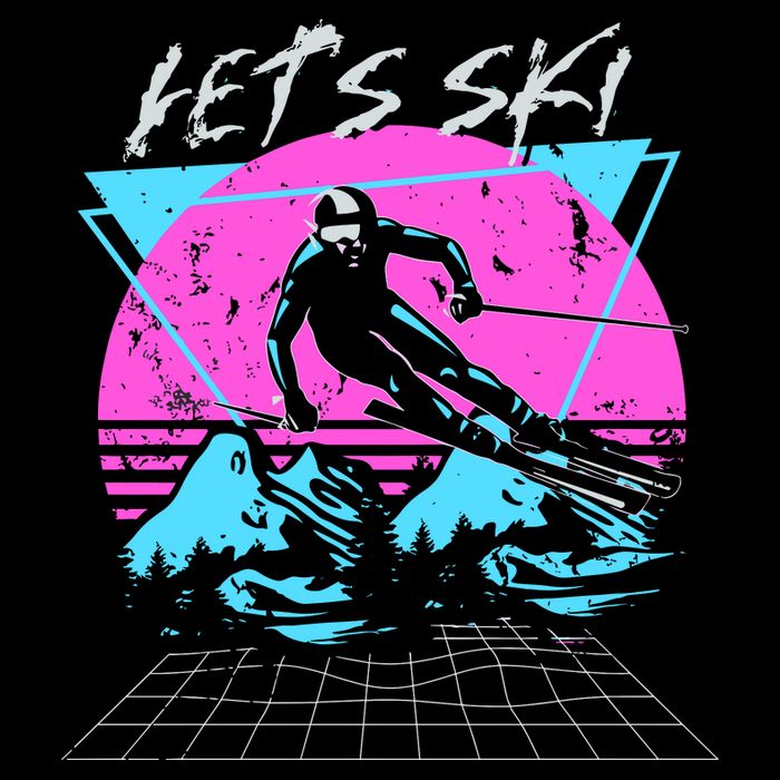 LetS Ski 70s 80s 90s Retro Vintage Style Skiing Button