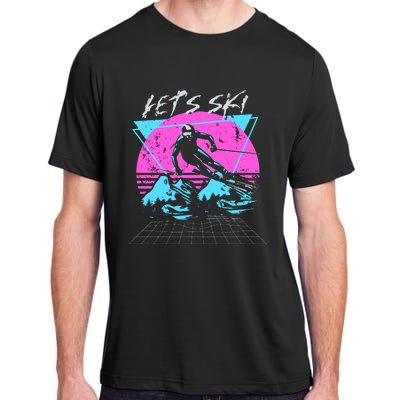 LetS Ski 70s 80s 90s Retro Vintage Style Skiing Adult ChromaSoft Performance T-Shirt