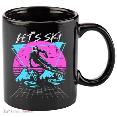 LetS Ski 70s 80s 90s Retro Vintage Style Skiing 11oz C Handle Ceramic Mug