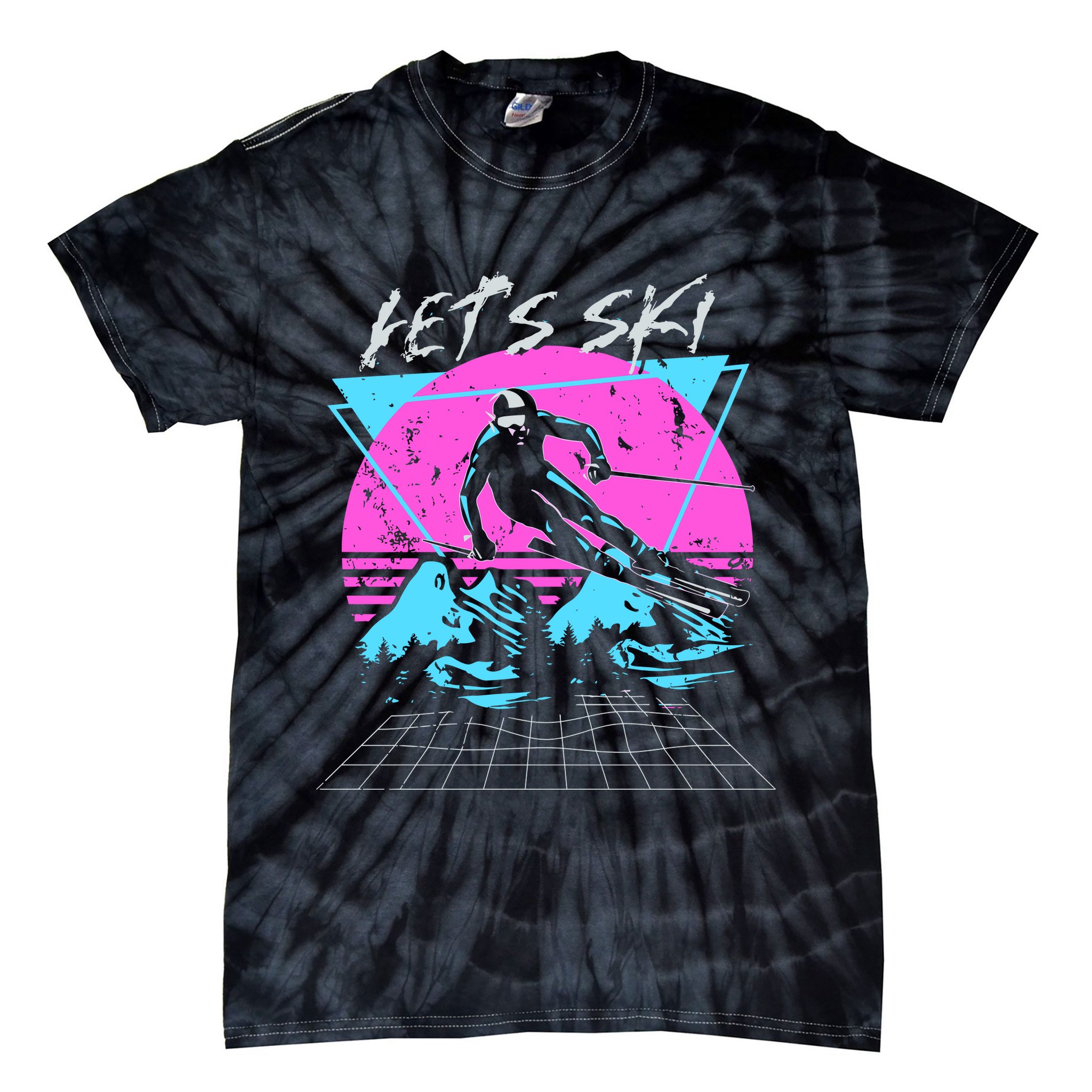 LetS Ski 70s 80s 90s Retro Vintage Style Skiing Tie-Dye T-Shirt