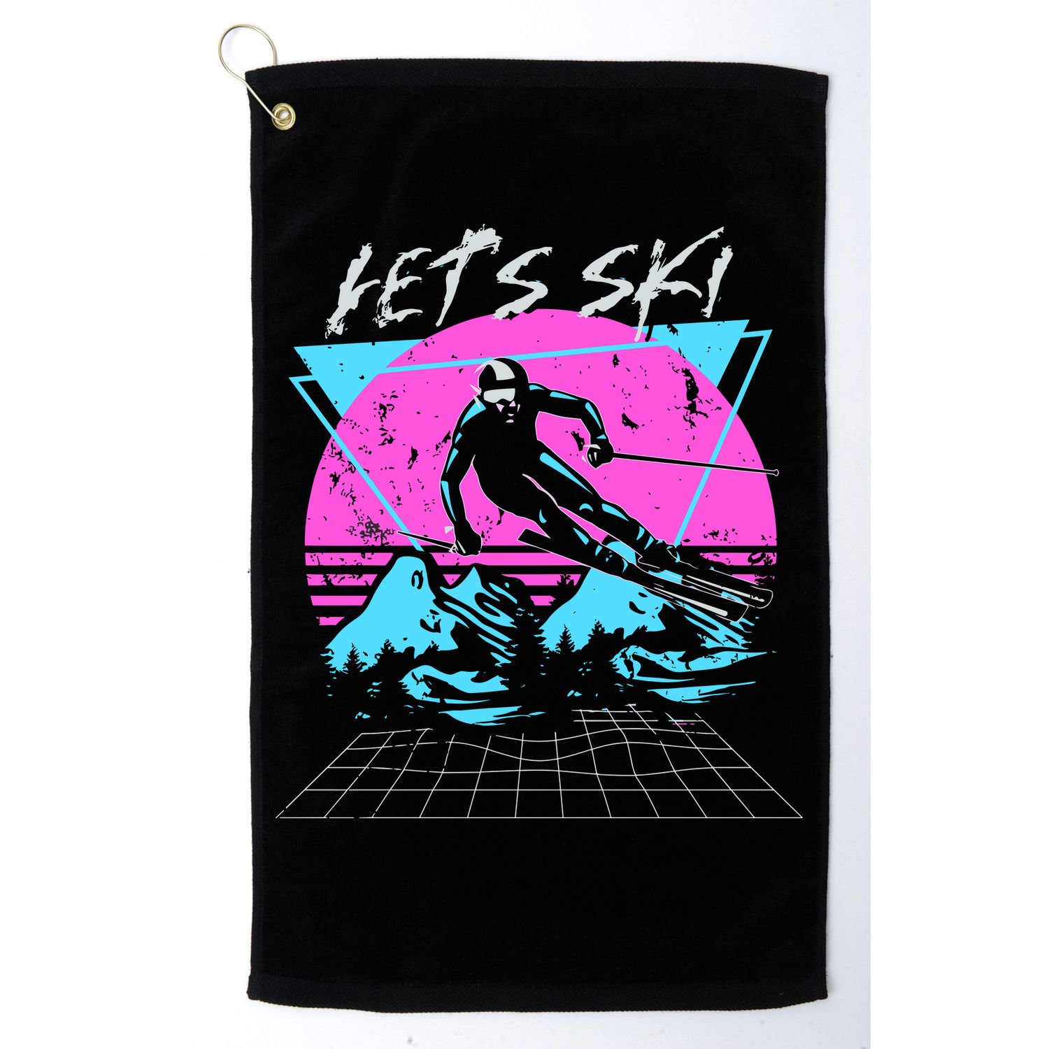LetS Ski 70s 80s 90s Retro Vintage Style Skiing Golf Towel