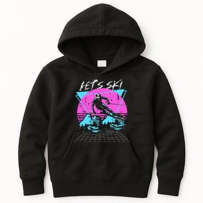 LetS Ski 70s 80s 90s Retro Vintage Style Skiing Kids Hoodie