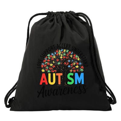 Love Support Accept Understand Autism Awareness Boy Girl Drawstring Bag