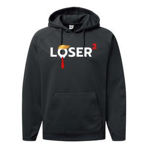 Loser Squared Anti Trump 2024 Nope Not Again Performance Fleece Hoodie