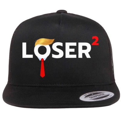 Loser Squared Anti Trump 2024 Nope Not Again Flat Bill Trucker Hat