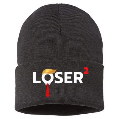 Loser Squared Anti Trump 2024 Nope Not Again Sustainable Knit Beanie