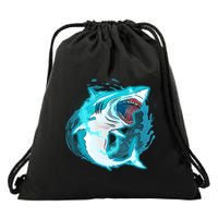 Leaping Shark Attack Drawstring Bag