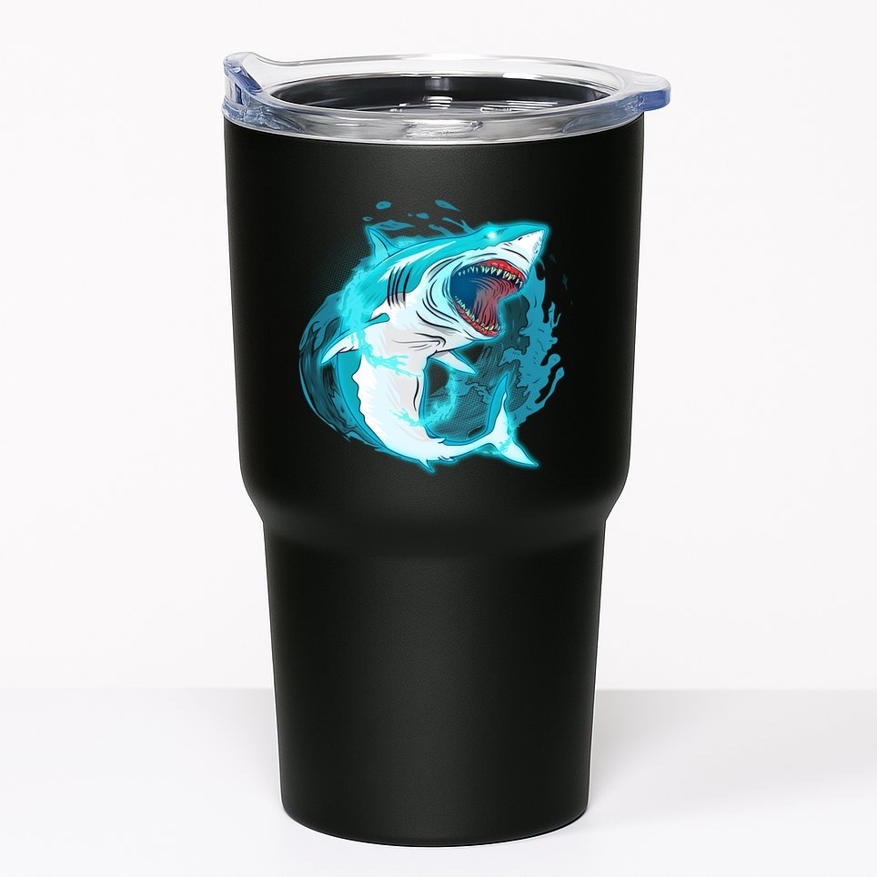 Leaping Shark Attack Tumbler