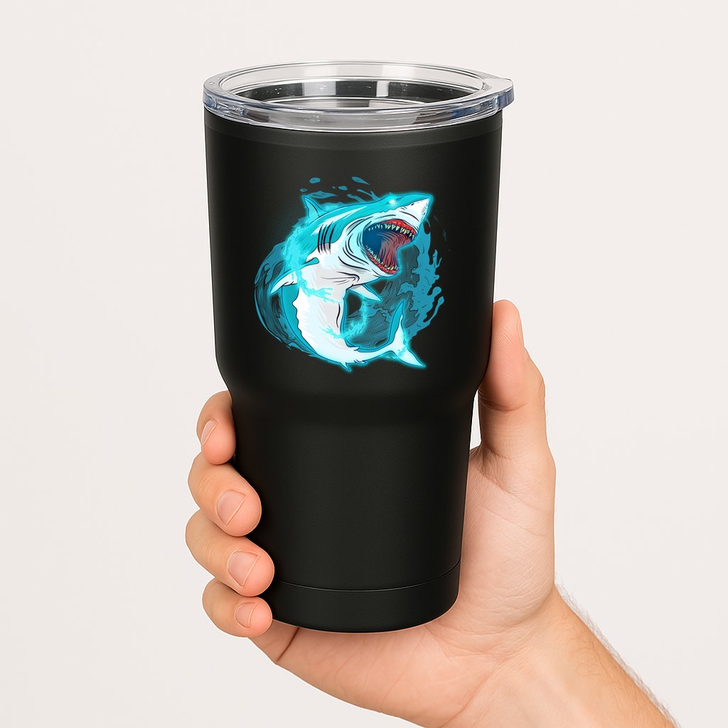 Leaping Shark Attack Tumbler