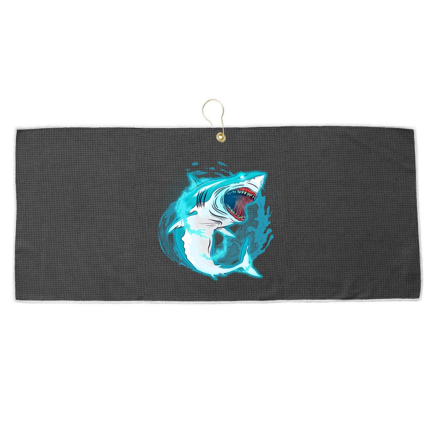 Leaping Shark Attack Large Microfiber Waffle Golf Towel