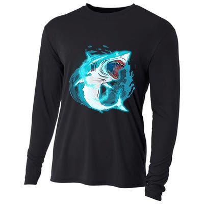 Leaping Shark Attack Cooling Performance Long Sleeve Crew