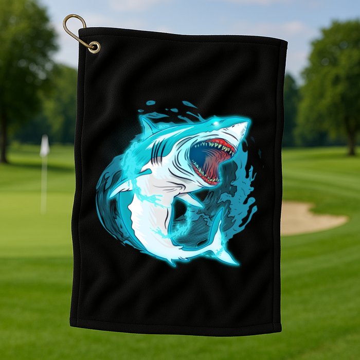 Leaping Shark Attack Golf Towel