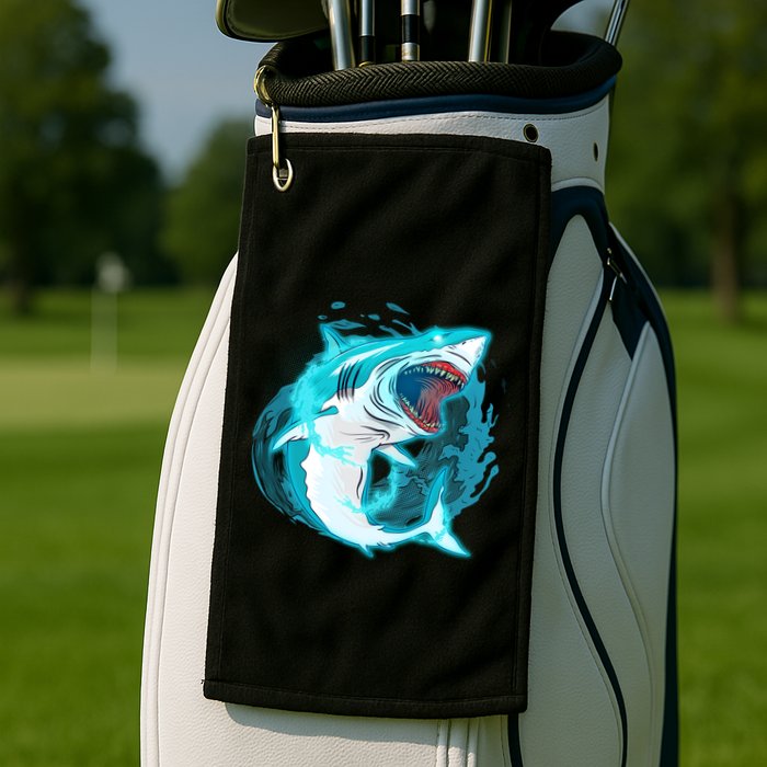 Leaping Shark Attack Golf Towel