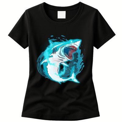 Leaping Shark Attack Womens T-Shirt