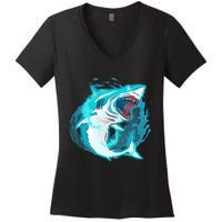 Leaping Shark Attack Women's V-Neck T-Shirt