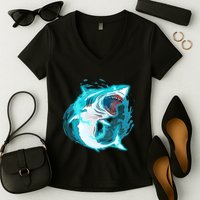 Leaping Shark Attack Women's V-Neck T-Shirt