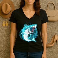 Leaping Shark Attack Women's V-Neck T-Shirt