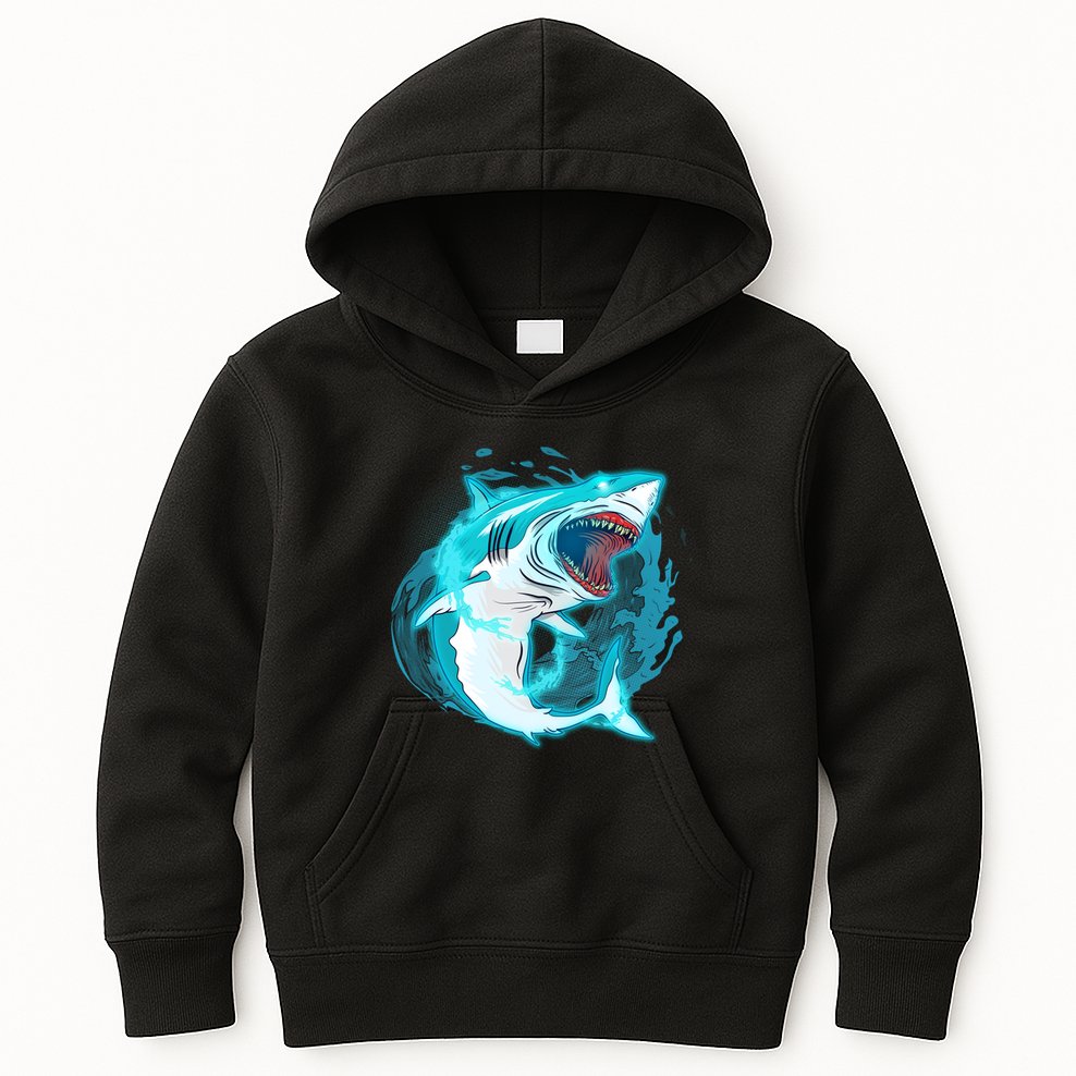 Leaping Shark Attack Kids Hoodie