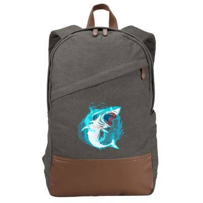 Leaping Shark Attack Cotton Canvas Backpack