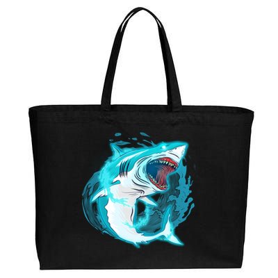 Leaping Shark Attack Cotton Canvas Jumbo Tote