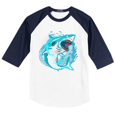 Leaping Shark Attack Baseball Sleeve Shirt