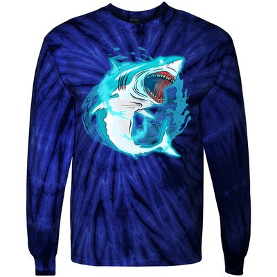 Leaping Shark Attack Tie-Dye Long Sleeve Shirt