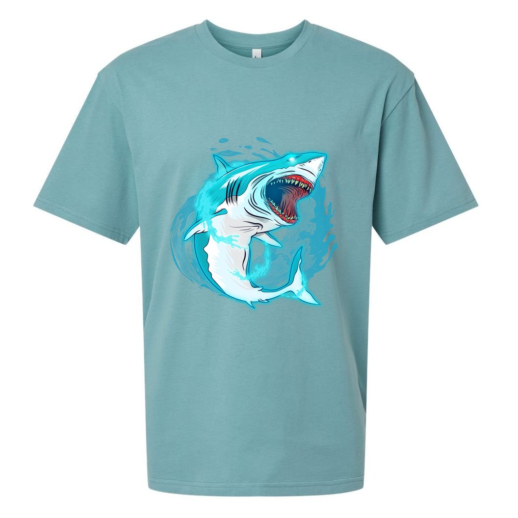 Leaping Shark Attack Sueded Cloud Jersey T-Shirt