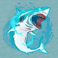 Leaping Shark Attack Sueded Cloud Jersey T-Shirt