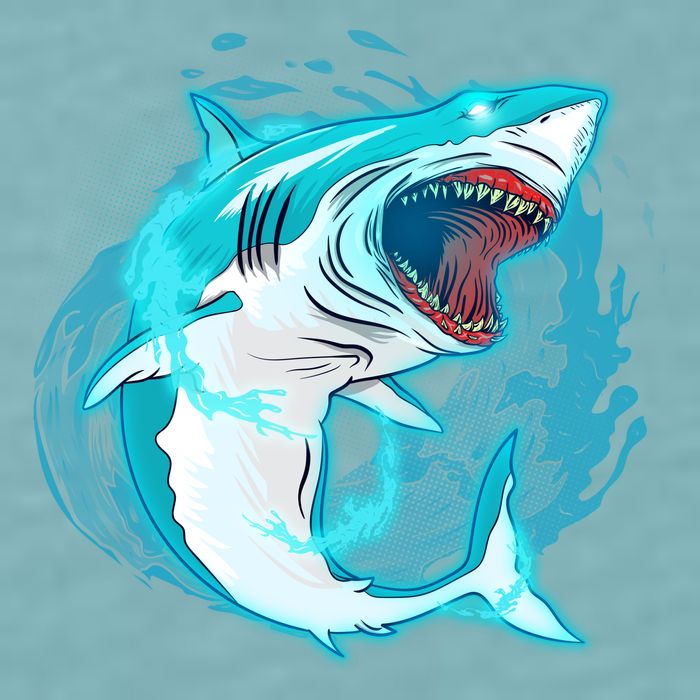Leaping Shark Attack Sueded Cloud Jersey T-Shirt