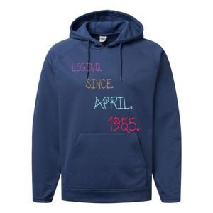 Legend Since April 1985 Birthday Gamers Gift Performance Fleece Hoodie