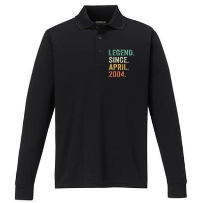 Legend Since April 2004 20th Birthday Gifts Boy 20 Years Old Performance Long Sleeve Polo