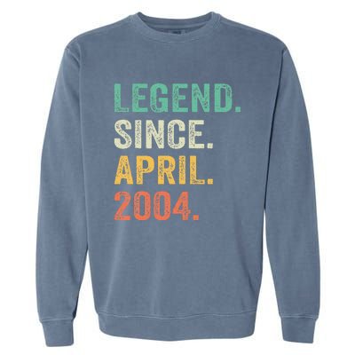 Legend Since April 2004 20th Birthday Gifts Boy 20 Years Old Garment-Dyed Sweatshirt