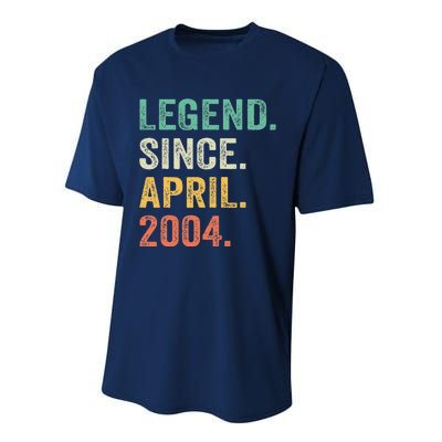 Legend Since April 2004 20th Birthday Gifts Boy 20 Years Old Performance Sprint T-Shirt